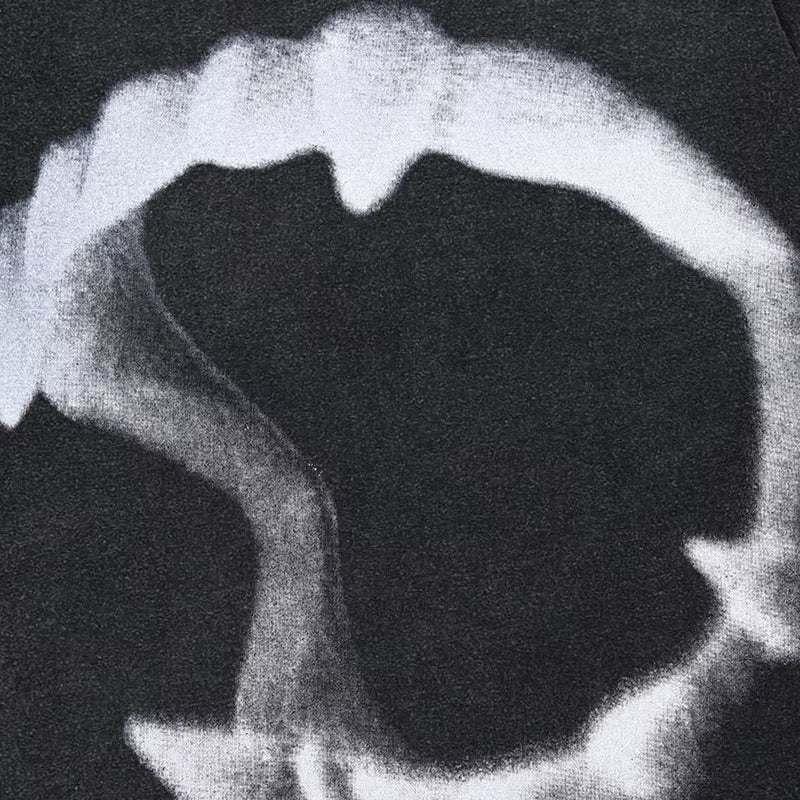 Hip Hop Streetwear Men T-Shirt Oversized Animal Teeth Graphic T Shirt Retro Washed Black Unisex Tshirt Cotton Tops Tees