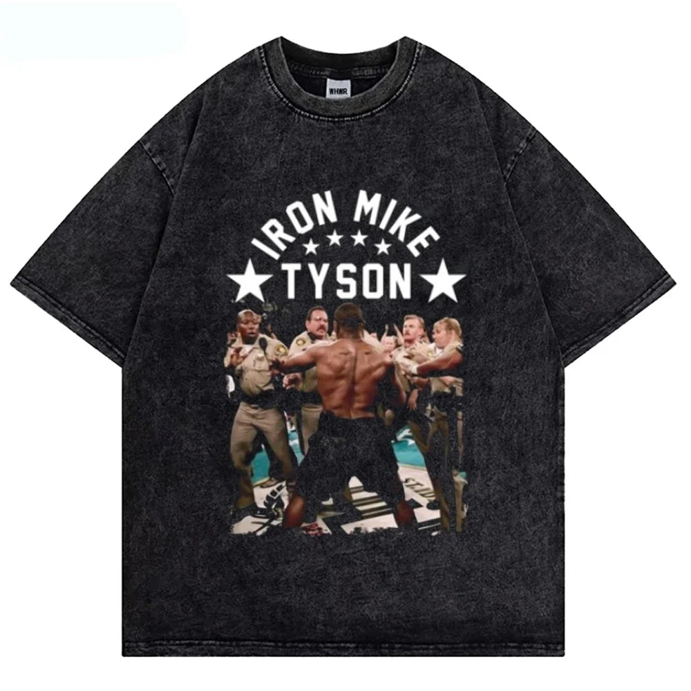Mike Tyson Washed T Shirt Vintage Boxing Champion T-Shirts Streetwear Retro Tshirt Summer Short-Sleeved Shirts Oversized Tshirts